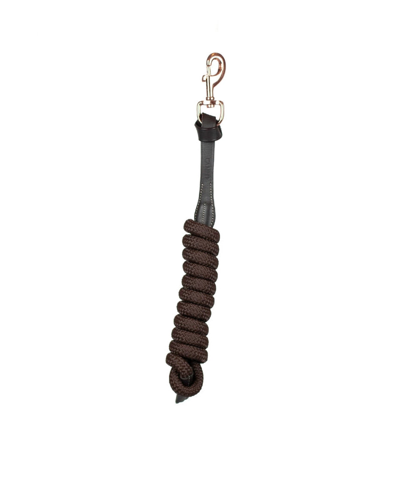 CAMEO Leather Lasso Lead Rope | Brown Woven Equine Lead with Brass Trigger Clip | Equiflair