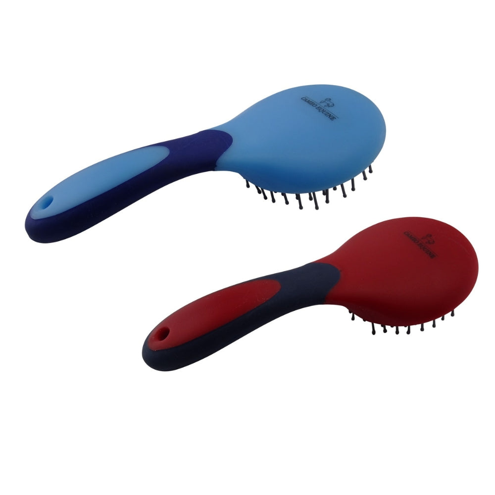 CAMEO Mane & Tail Brushes: Blue & Red. Equine grooming tools for horses. High-quality horse brushes.