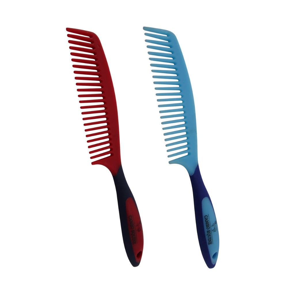 CAMEO Horse Mane Comb Set: Red and Blue. Horse Grooming Comb for Detangling and Smooth Mane - Soft Grip, Washable.