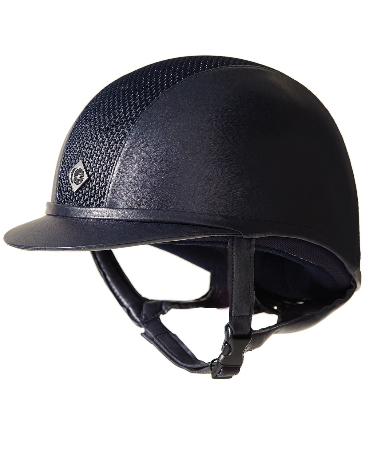 CHARLES OWEN AYR8 PLUS Leather Look Helmet NAVY - Equestrian Riding Helmet