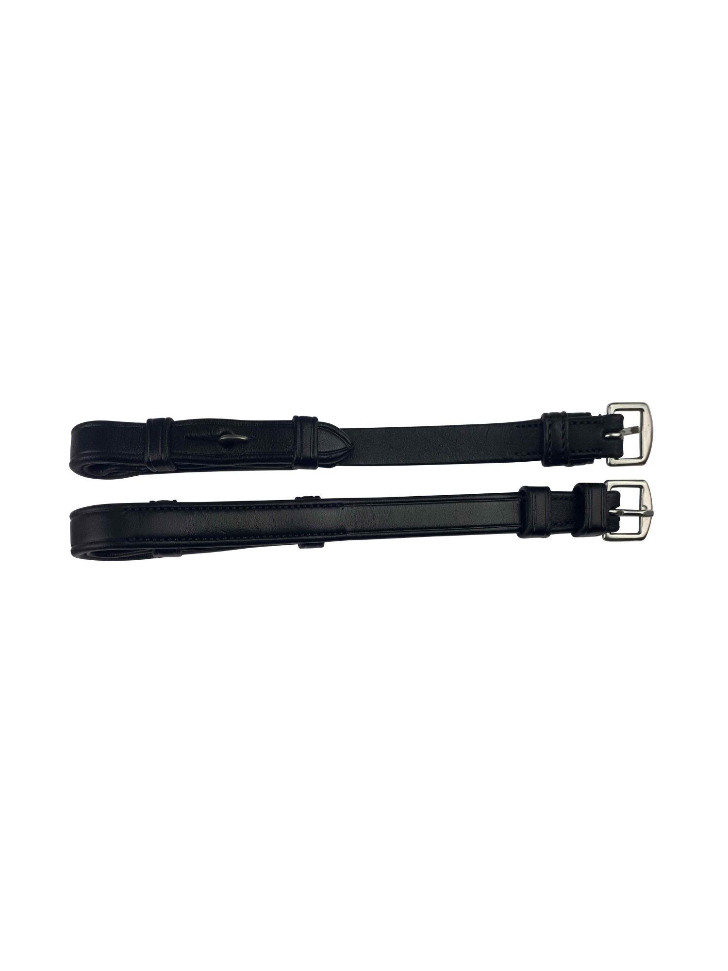 ECORIDER Black Leather Equestrian Cheekpieces - Bridle Straps with Stainless Steel Buckles. Horse Tack Accessories