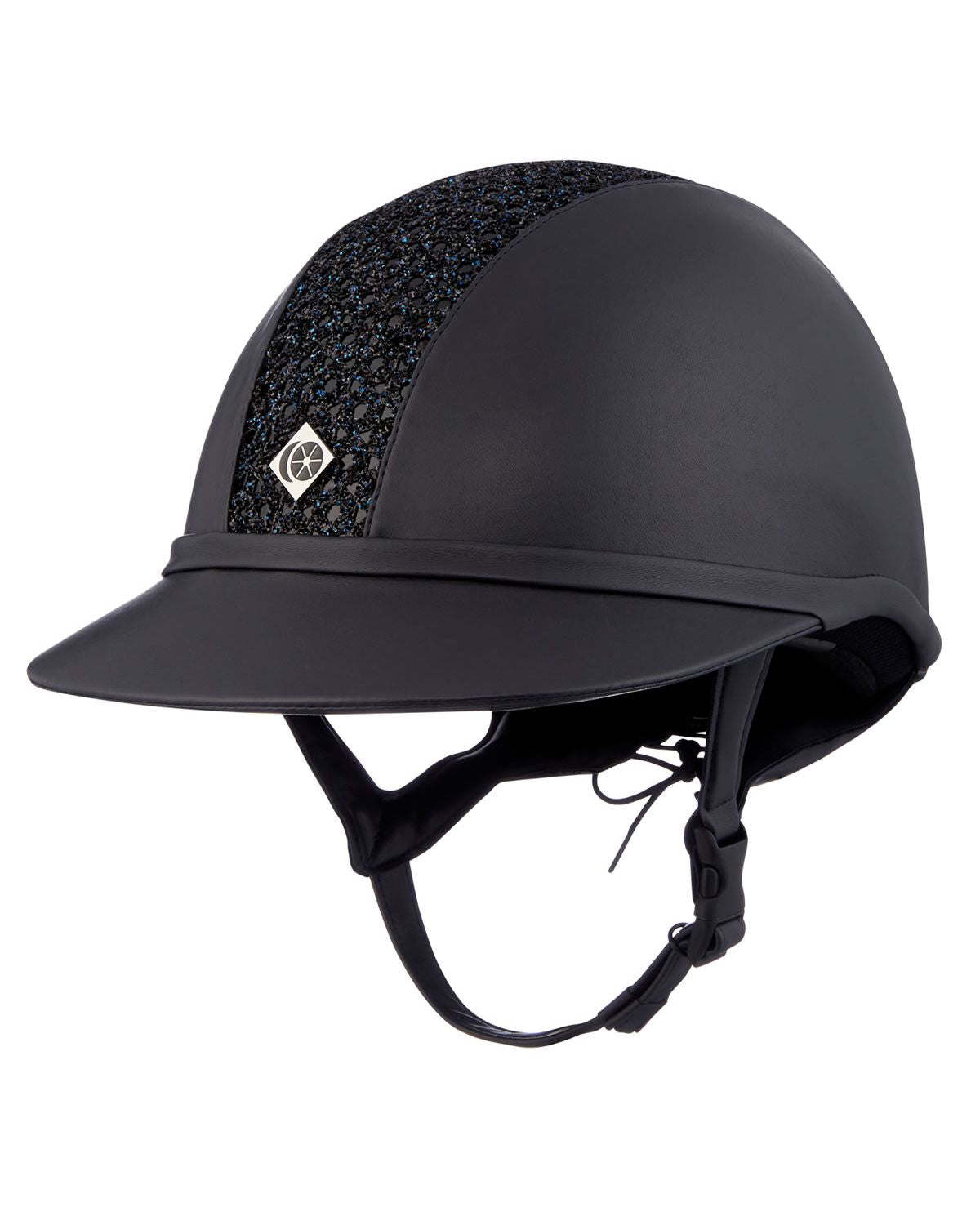 Charles Owen SP8 Plus Leather Look Sparkly Navy Riding Helmet - Equestrian Head Protection