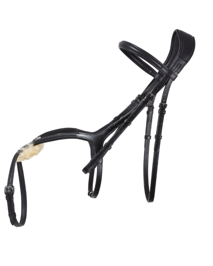 CAMEO SUPERLUX Grackle Bridle Black Equiflair: Soft Leather Horse Bridle with Sheepskin Padding for Equestrian Sports