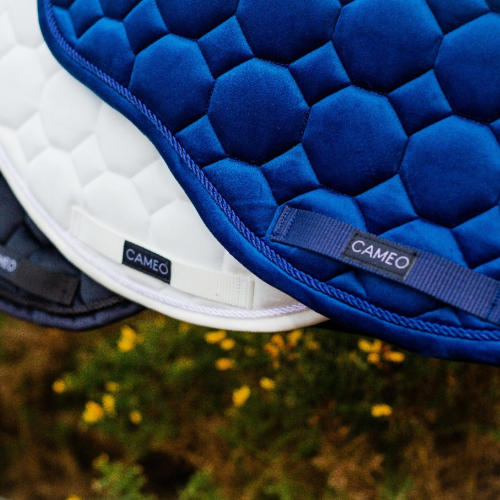 Cameo GP/Jump Saddlecloth: Navy, White, Black | Equiflair Suede Saddle Pad