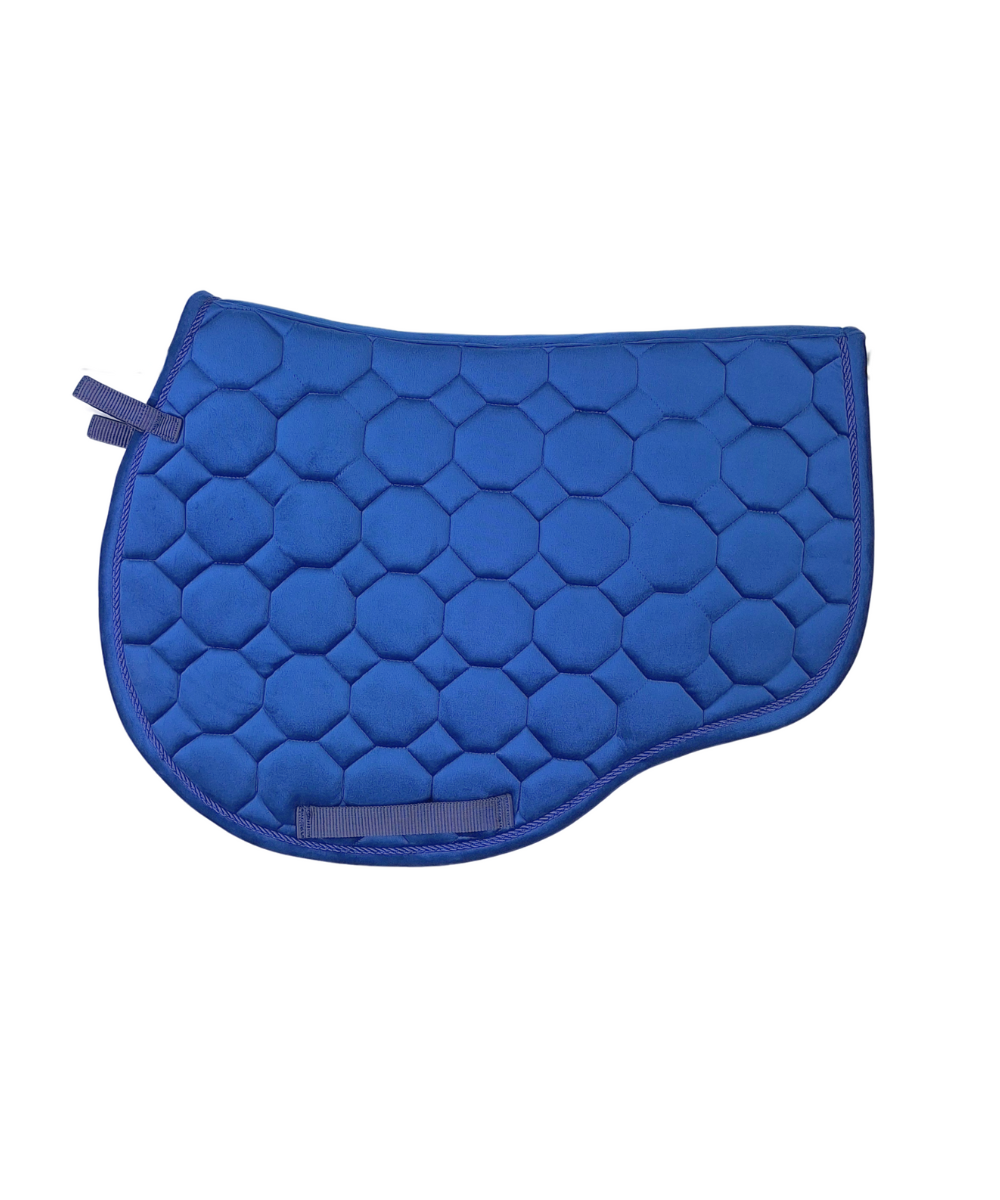 Blue CAMEO GP/Jump Saddlecloth by Equiflair: Suede, quilted, with straps. Equestrian riding equipment.