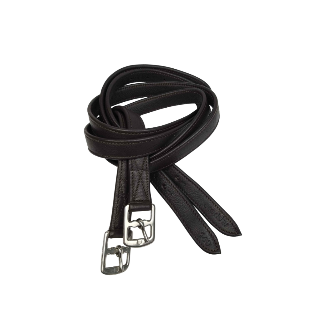 Equiflair EcoRider Anti-Stretch Stirrup Leathers - Brown Leather Equestrian Gear with Stainless Steel Buckles
