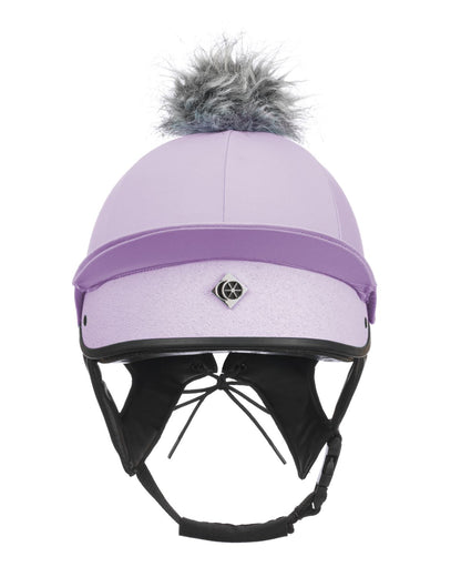 Lilac Equestrian Helmet: Charles Owen JS1 Pro Skull Cap, Harlow White Edition, Riding Safety Gear, Pom Pom, Equiflair