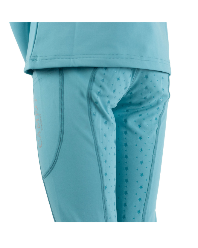 CAMEO JUNIOR THERMO TIGHTS CORNFLOWER. Cosy thermo fabric, knee silicone, comfort waist, Equiflair.