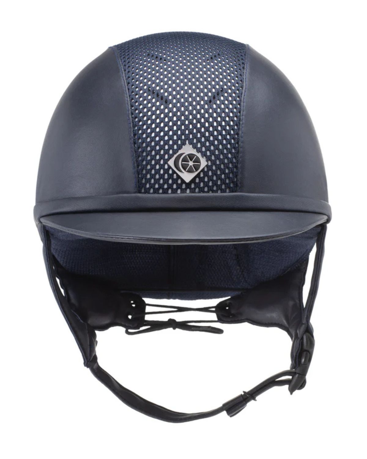 CHARLES OWEN AYR8 PLUS Leather Look Helmet - Navy/Silver - Equestrian Riding Helmet