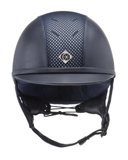 CHARLES OWEN AYR8 PLUS Leather Look Helmet - Navy/Silver - Equestrian Riding Helmet