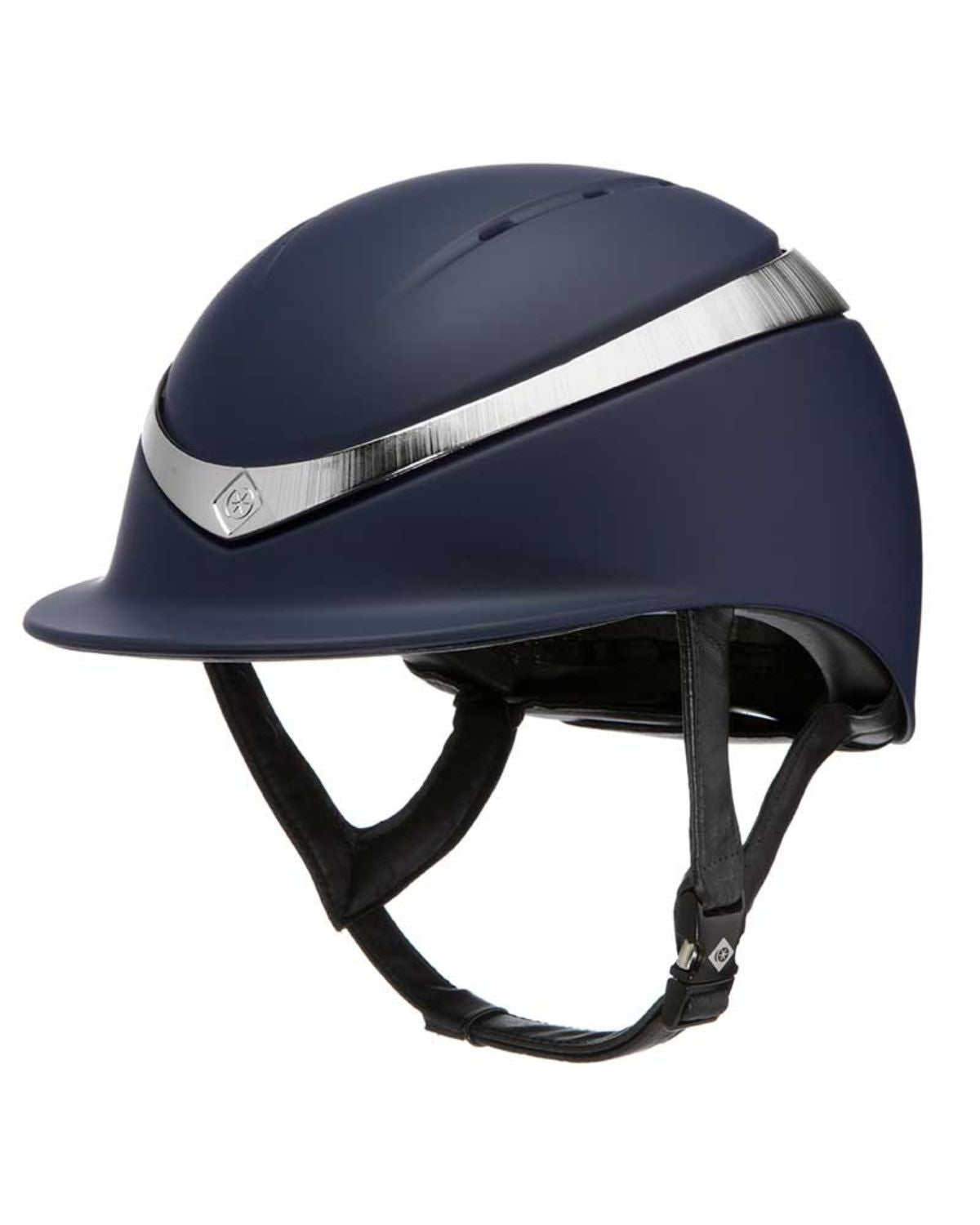 Charles Owen Halo Riding Helmet Navy/Platinum: Safety, Ventilation, & Style for Equestrian Sports. Buy at Equiflair!