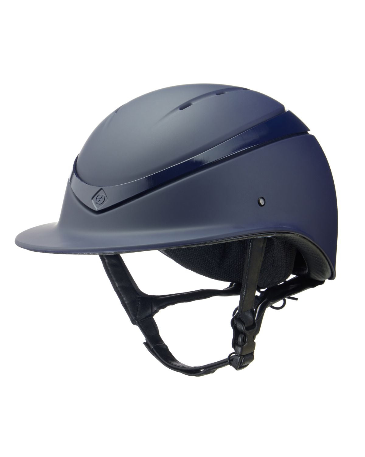 Charles Owen Luna Riding Helmet - Wide Peak, Navy Matte/Gloss - Equestrian Safety Gear