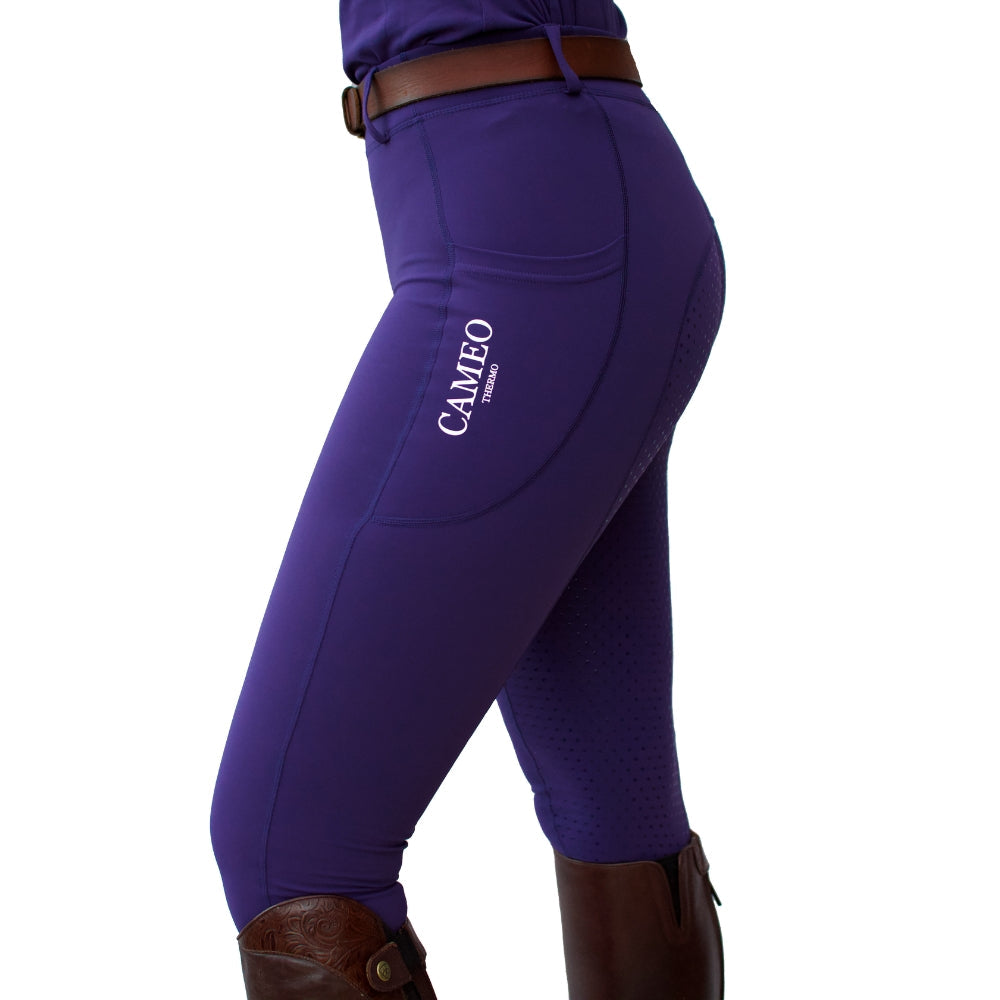 CAMEO THERMO TIGHTS MULBERRY - Winter Riding Tights, Equestrian, Equestrian Riding Tights, Thermo Tights, Equiflair
