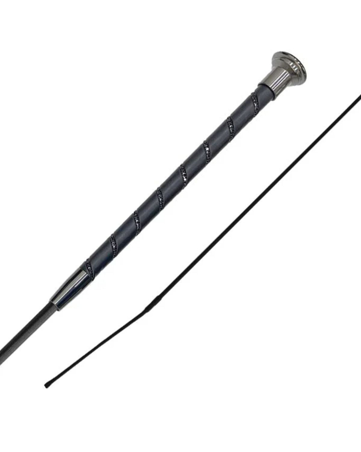Woof Wear Stealth Black Dressage Whip | Stylish Equestrian Riding Crop with Crystal Grip for Horse Training