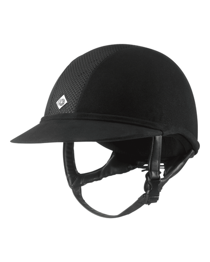 Charles Owen SP8 Plus Black Riding Helmet - Equestrian Protective Headgear for Sun Protection, Wide Brim Safety Helmet