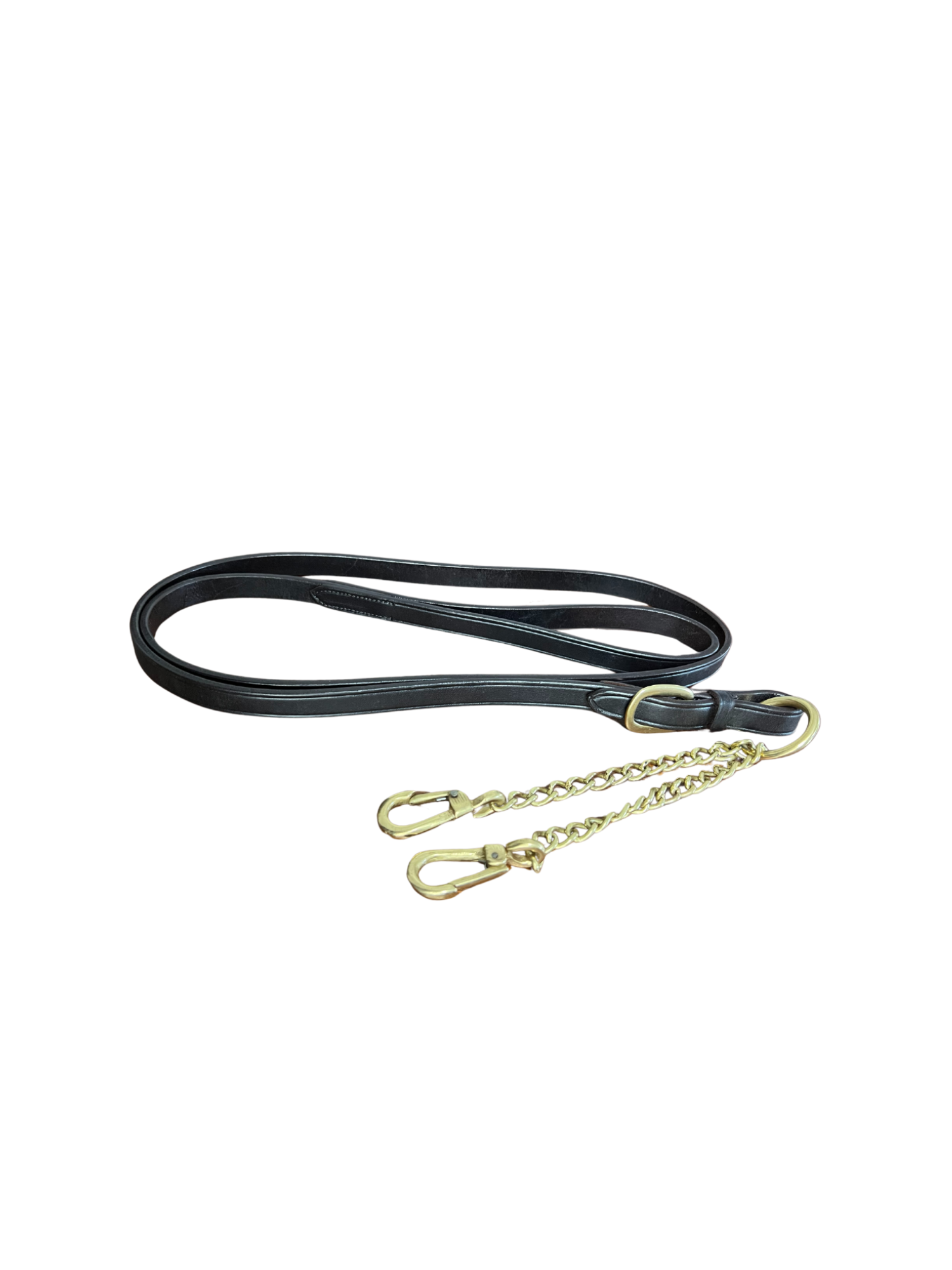 Ecorider Brown Leather Lead with Brass Chain 1.5m - Equestrian Training Equipment, Horse Tack, Equiflair