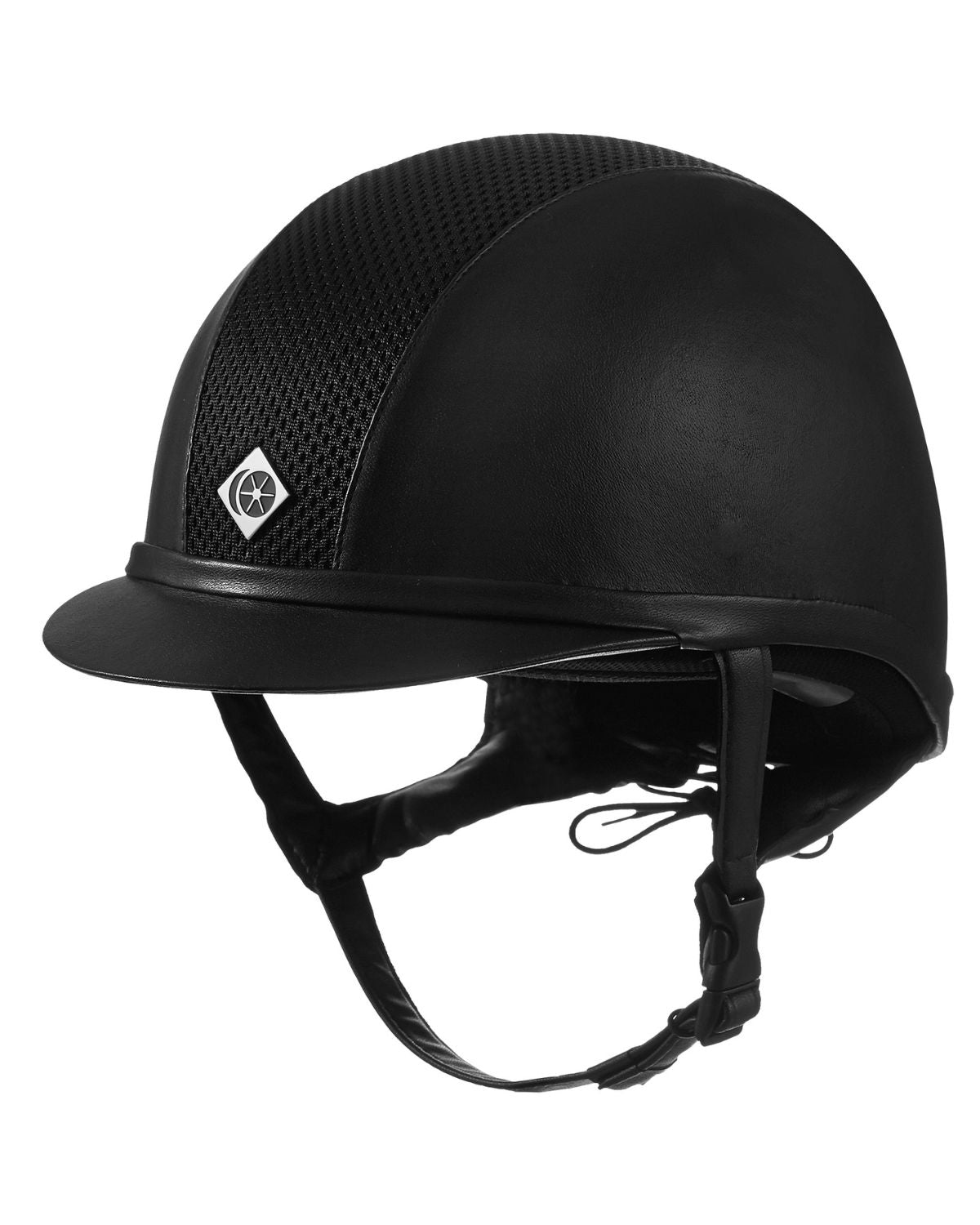 Charles Owen Ayr8 Plus Leather Look Riding Helmet - Black - Horse Riding Safety, Equestrian Gear