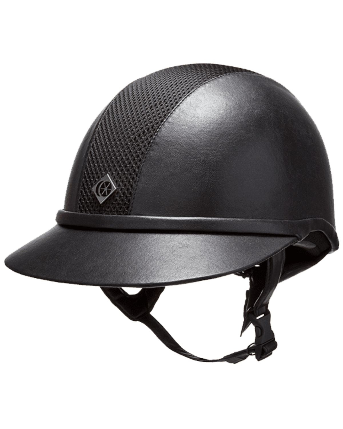 CHARLES OWEN SP8 PLUS Black Leather Look Riding Helmet: Sun Protection, Ventilation, UK Made