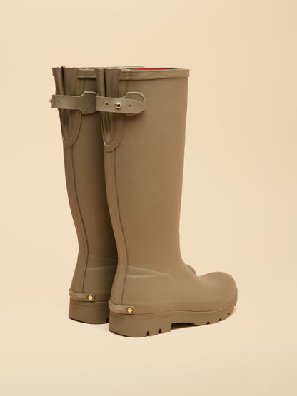 Women's Joules Luxe Khaki Green Waterproof Tall Neoprene-Lined Wellies