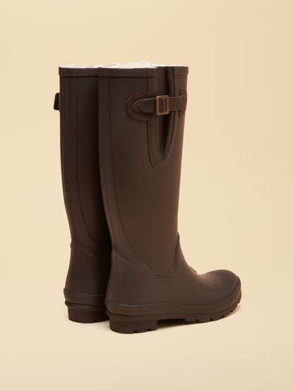 Joules Houghton Chocolate Brown Women's Tall Wellies with Faux Fur Lining
