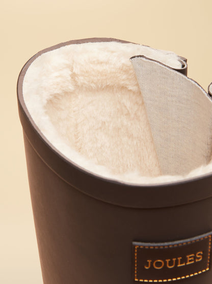 Joules Houghton Chocolate Brown Faux Fur Lined Tall Welly Boots for Women - Warm & Waterproof
