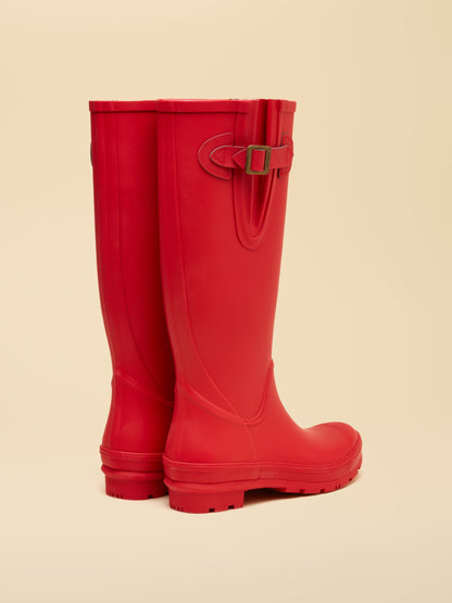 Joules Women's Red Houghton Adjustable Tall Waterproof Wellies with Buckle Detail