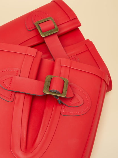 Joules Red Tall Wellies with Adjustable Buckle - Women's Houghton
