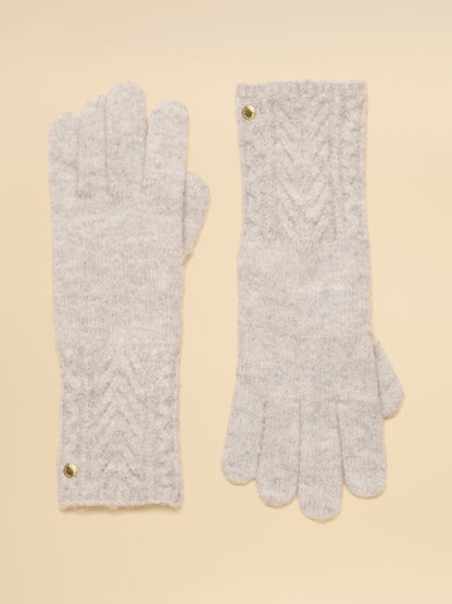 Women's Joules Grey Knitted Cable Gloves