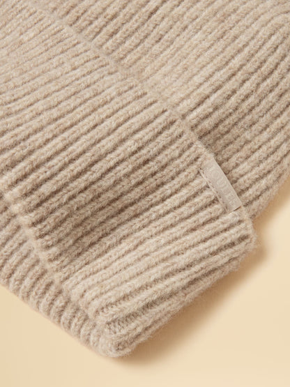 Joules Oatmeal Fine Knit Beanie Hat | Cosy Wool Blend Winter Hat for Women
