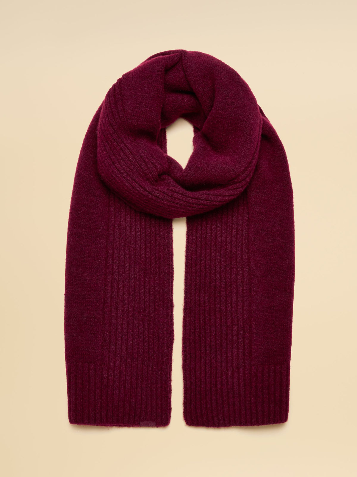 Berry Women's Joules Fine Knit Scarf - Wool Blend, Ribbed Texture, Cozy Warmth