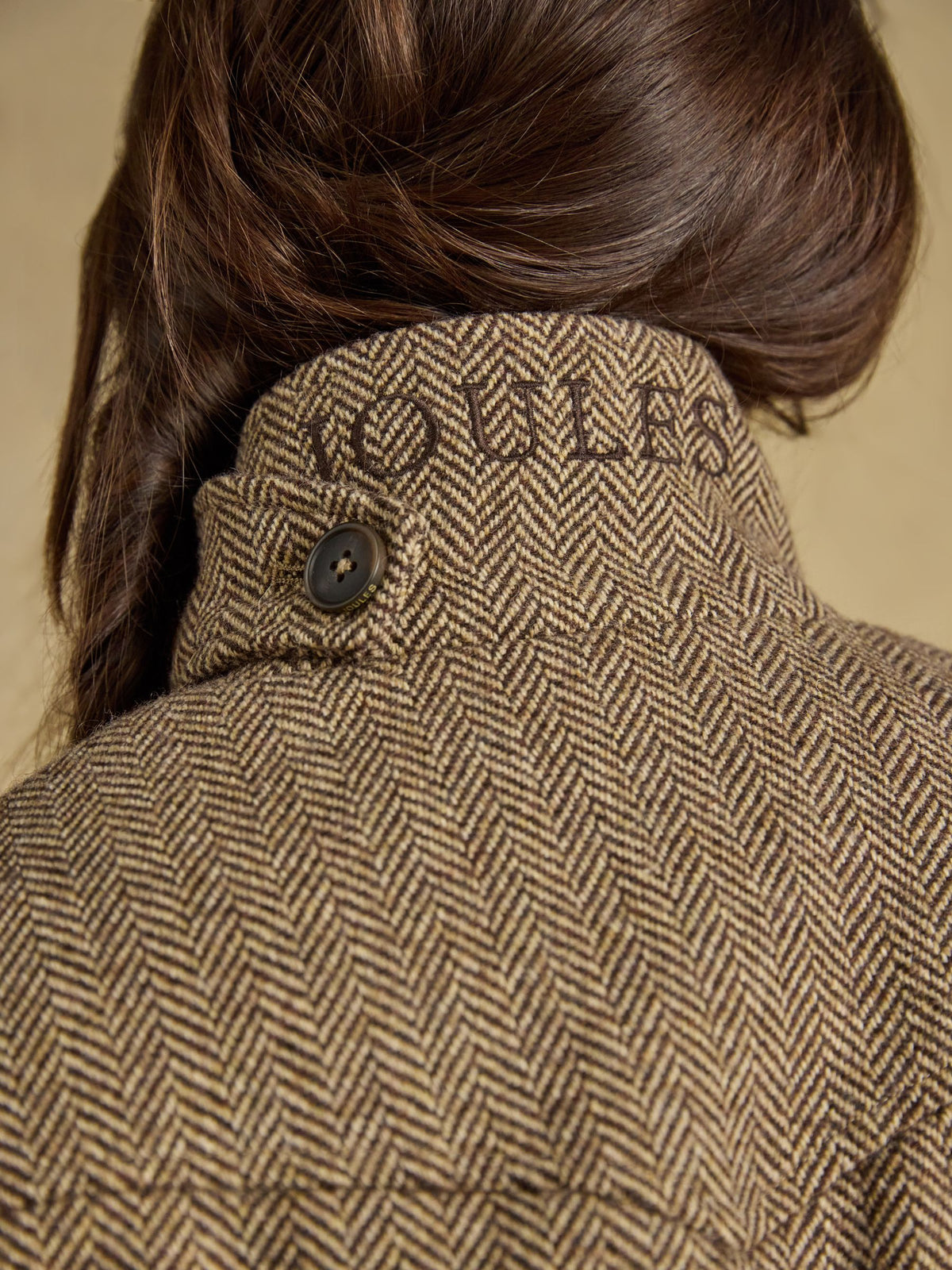Women's Joules Saddlebury Brown Wool Blend Herringbone Jacket