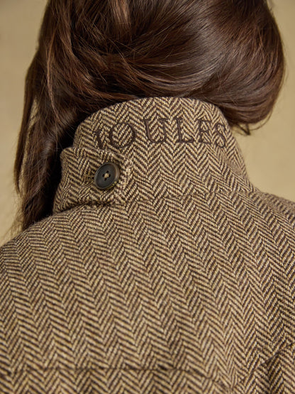 Women's Joules Saddlebury Brown Wool Blend Herringbone Jacket