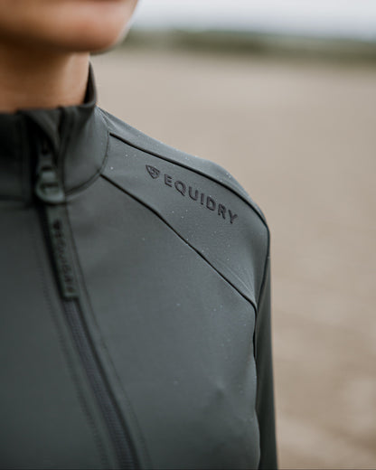 EQUIDRY Women's Water Repellent Zip up Top Black forest Green/Black