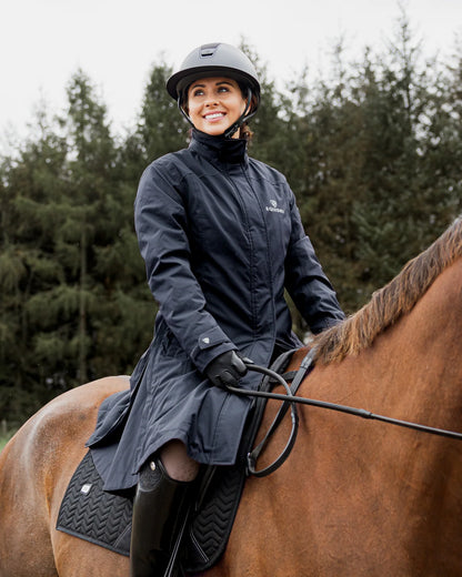 EQUIDRY Women's Bronte Riding Coat Removable Hood Navy