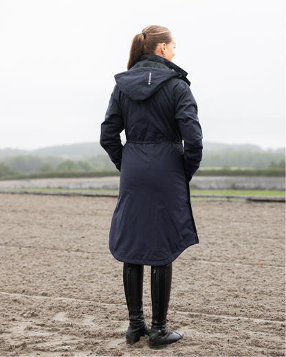 EQUIDRY Bronte Riding Coat - Women's Navy Waterproof Equestrian Jacket with Removable Hood