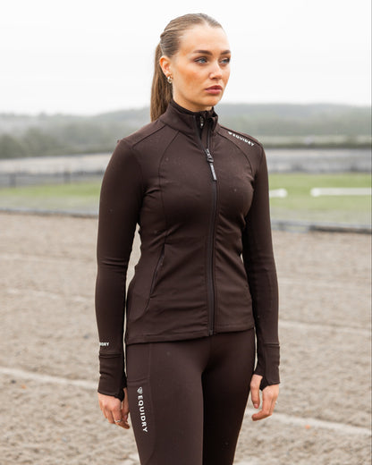 EQUIDRY Women's Water Repellent Zip up Top Brown/White