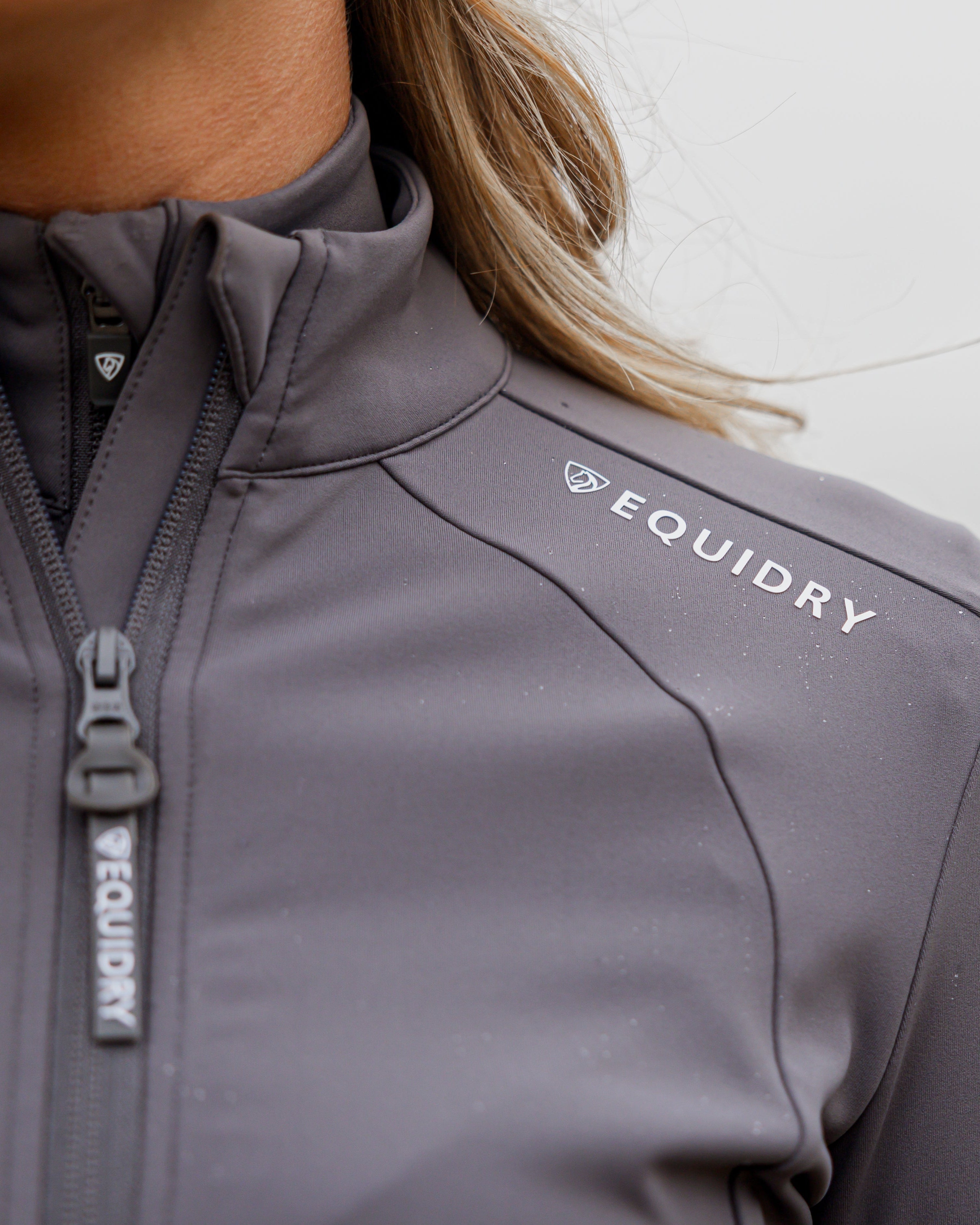 EQUIDRY Women's Water Repellent Zip up Top Grey/White