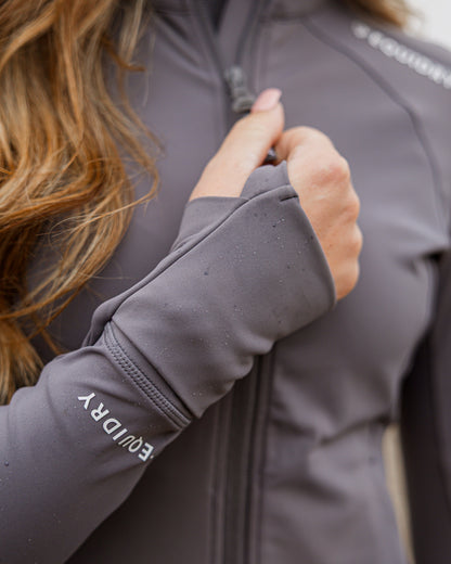 EQUIDRY Women's Water Repellent Zip up Top Grey/White