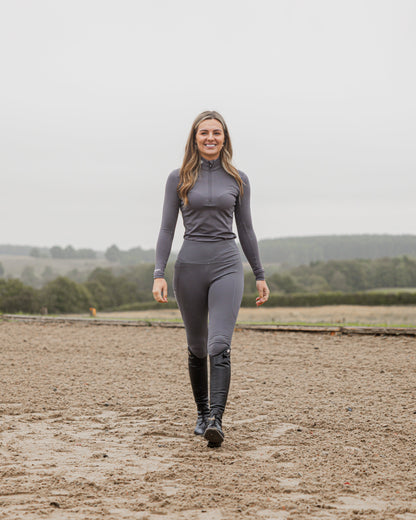 EQUIDRY Water Repellent Leggings Knee Grip Women's Grey/White