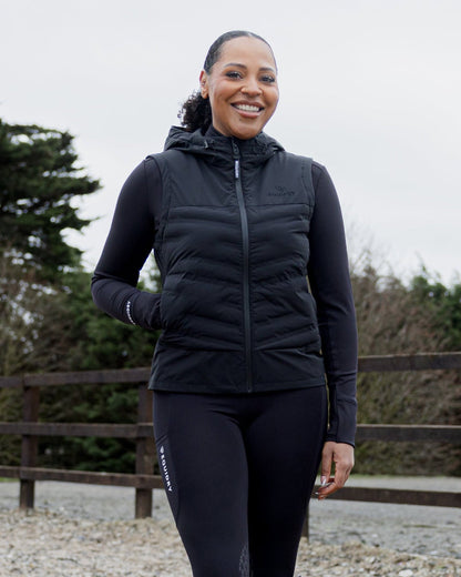 Equidry Women's Tamar Lightweight Padded Gilet - Black | Water-repellent & Windproof Equestrian Wear