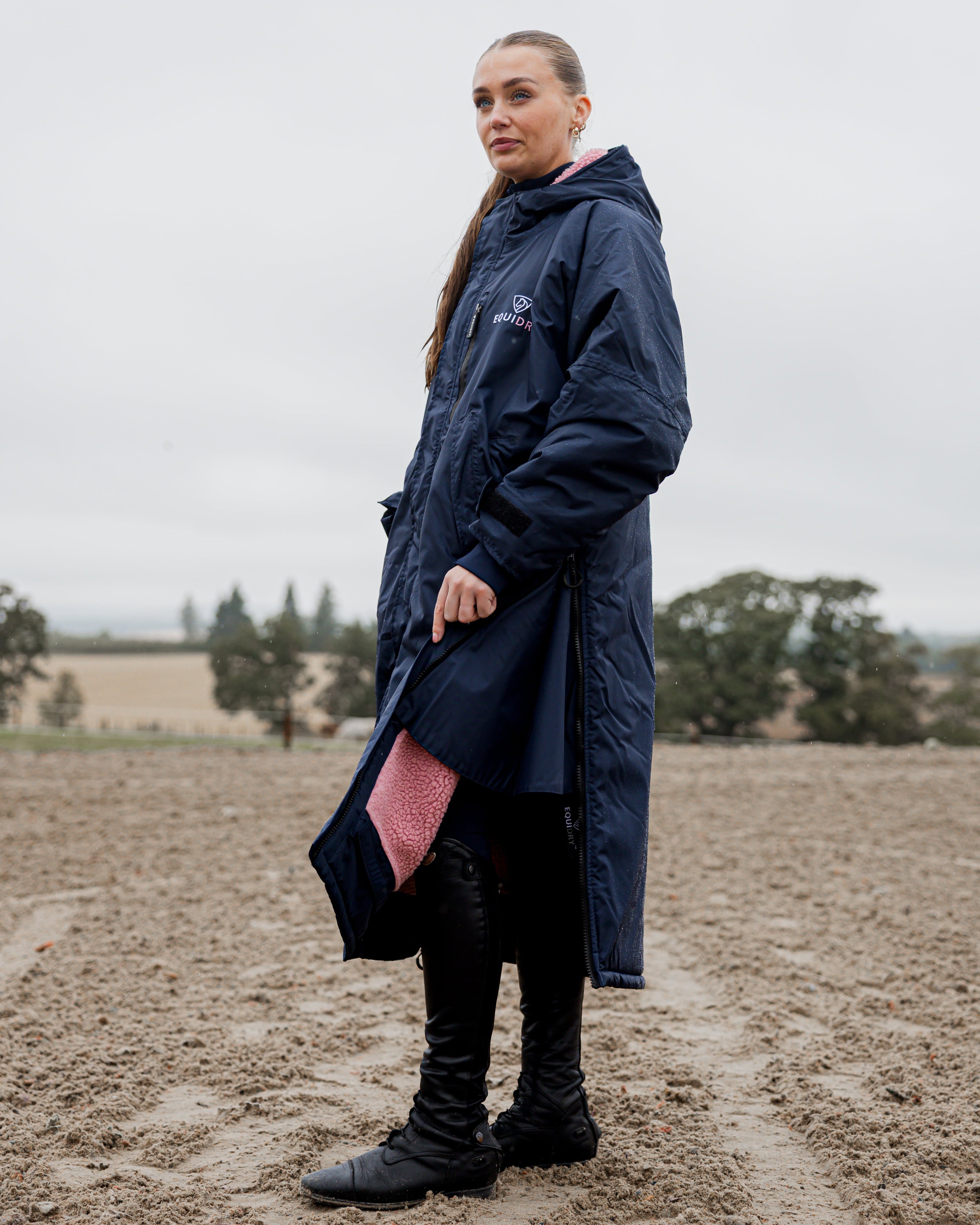 EQUIDRY Evolution Women's Thick Fleece Navy/Pale Pink