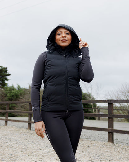 Women's EQUIDRY Torrent Padded Riding Gilet Black | Water-Repellent Equestrian Outerwear