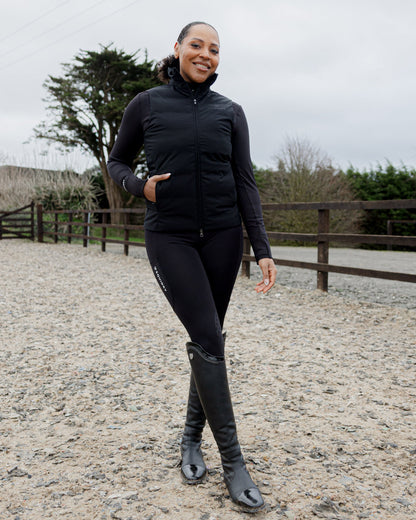 Women's EQUIDRY Torrent black padded equestrian riding gilet