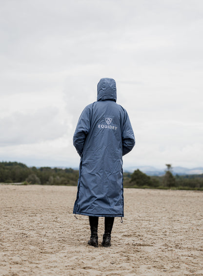 EQUIDRY Evolution Women's Thick Fleece Steel Blue Riding Coat: Waterproof, Warm, Equestrian Apparel