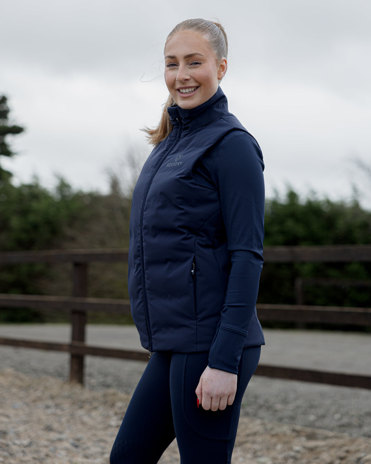 EQUIDRY Torrent Padded Gilet Navy | Women's Waterproof Riding Vest