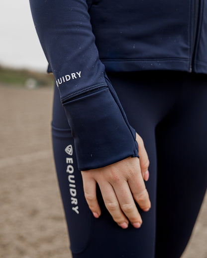 EQUIDRY Women's Water Repellent Zip up Top Navy/White