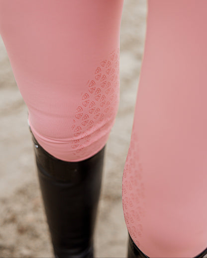 EQUIDRY Water Repellent Leggings Knee Grip Women's Pale Pink/Grey