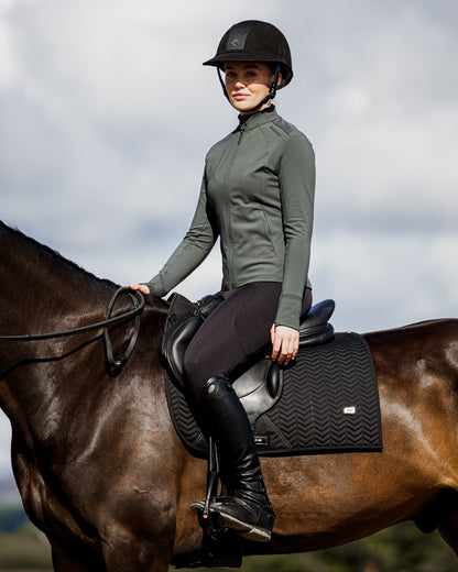 EQUIDRY Women's Water Repellent Zip up Top Black forest Green/Black