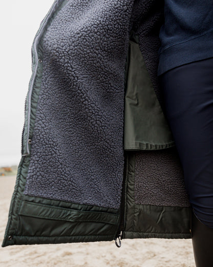 EQUIDRY Women's Waterproof Coat - Fleece Lined, Black Forest Green Jacket. Equestrian Rain Gear for Women.