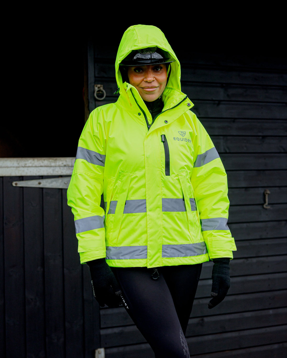 EQUIDRY Women's Hi-Vis Yellow Waterproof Riding Coat